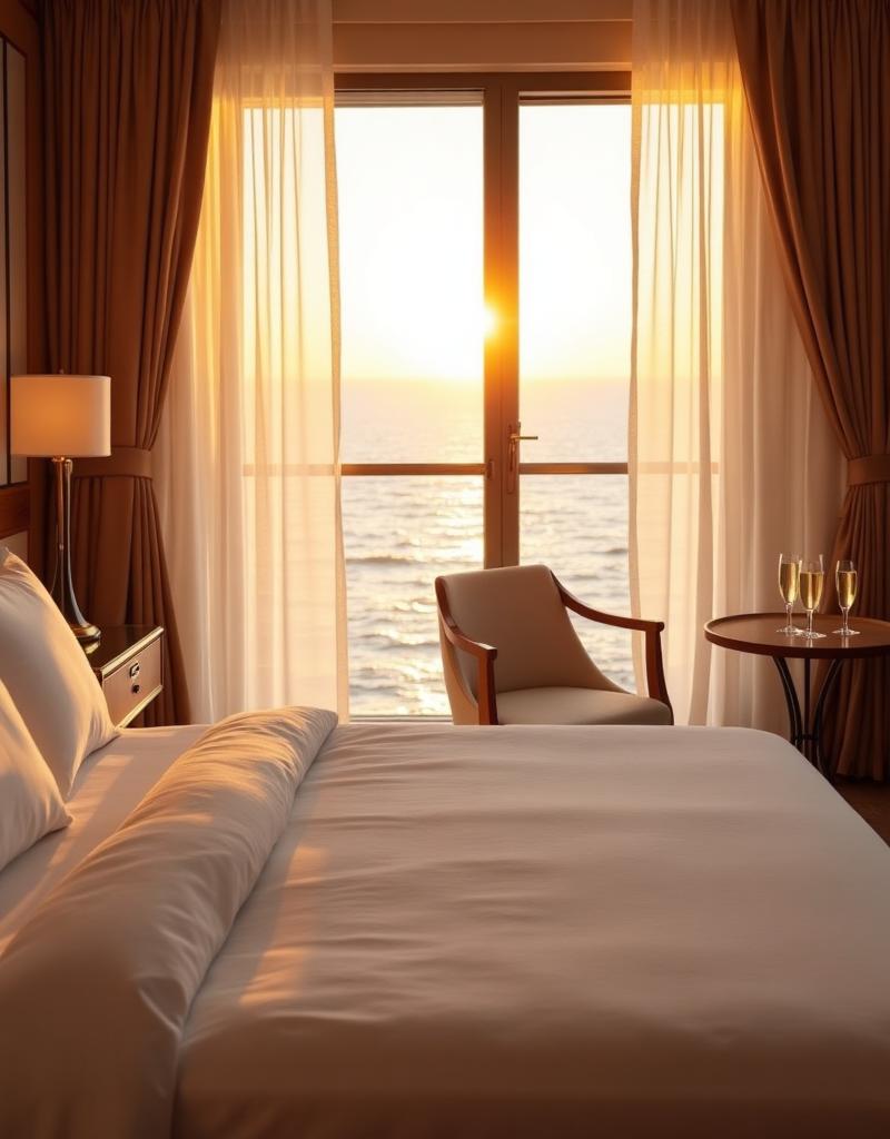 Luxury cruise suite with panoramic ocean view